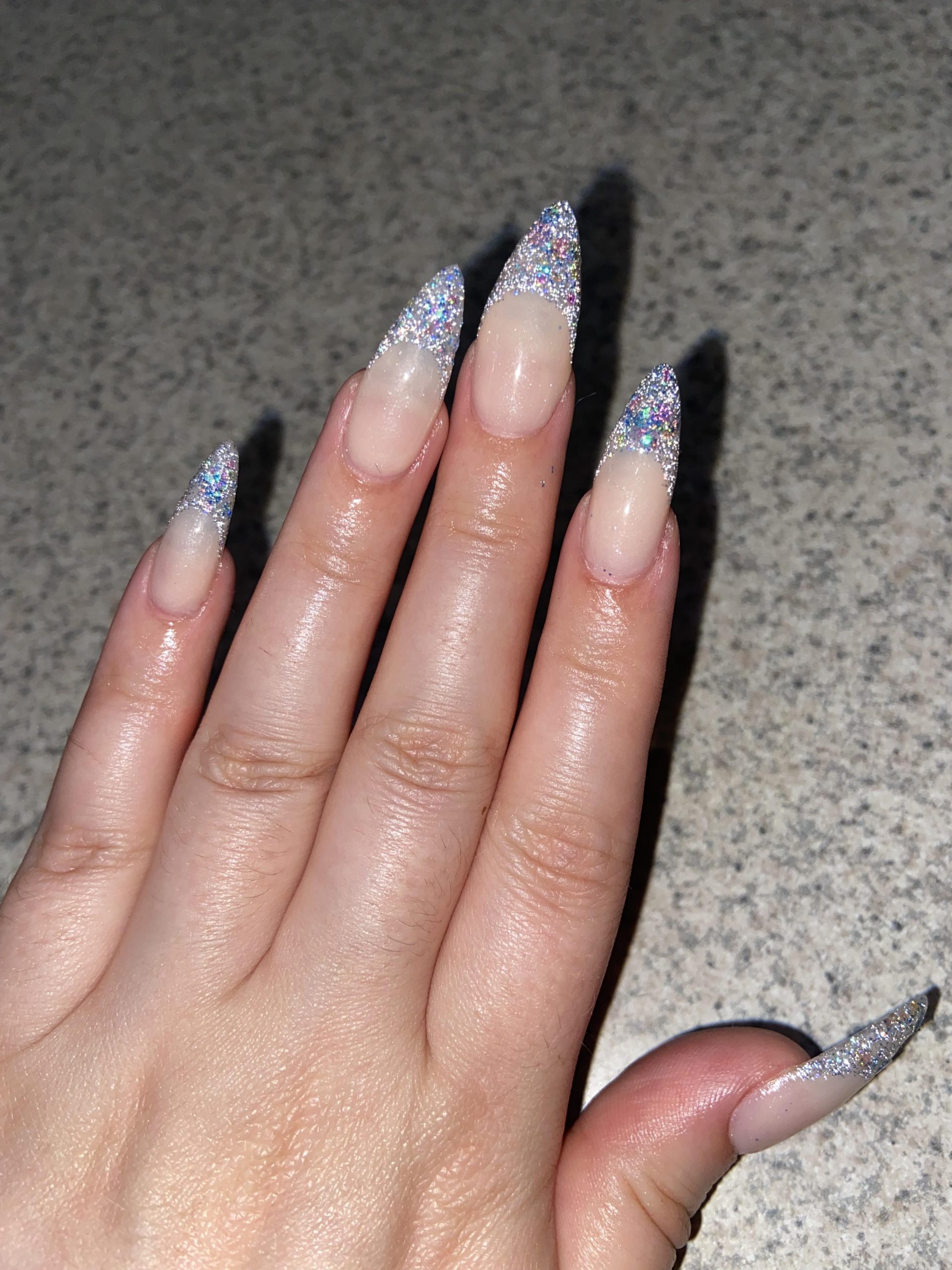 Gold Glitter French Tips with Heart Art — Glitter French Tip Nails
