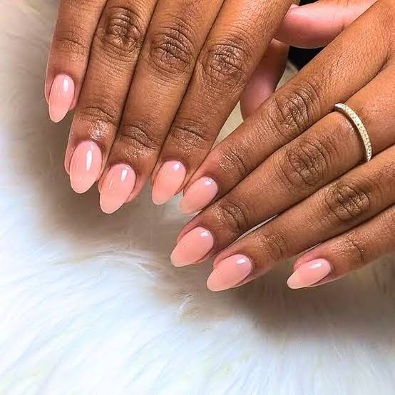 Sheer Nude Pink Almond Nails Sheer Nude Pink Almond Nails — Nails for Brown Skin