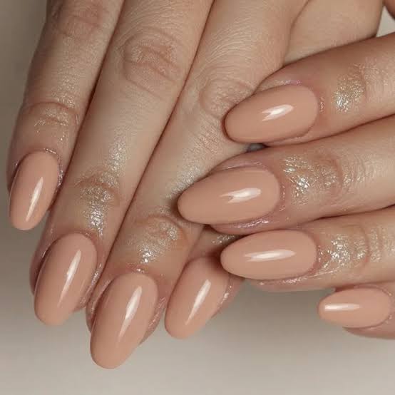 Short Rounded Nude Glossy Nails Short Rounded Nude Glossy Nails — Nurse Nails