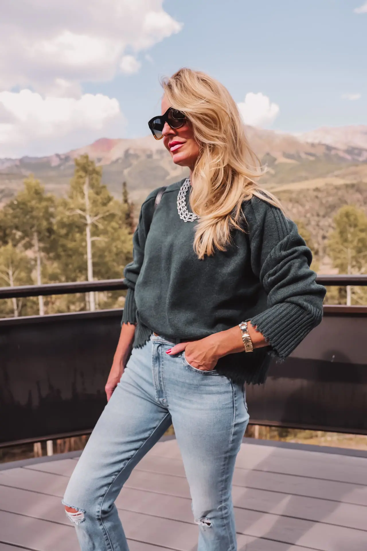 Distressed Denim and Knit Comfort — Mom Outfits