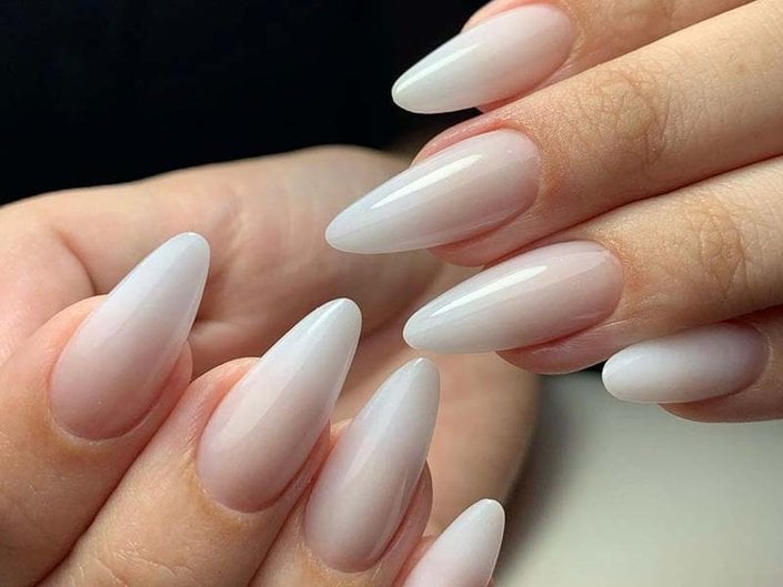 Milky Pink with Gold Star Motifs — Milky Nails