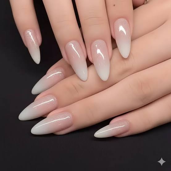 Medium Stiletto Shimmer Ombre — Wedding Nails