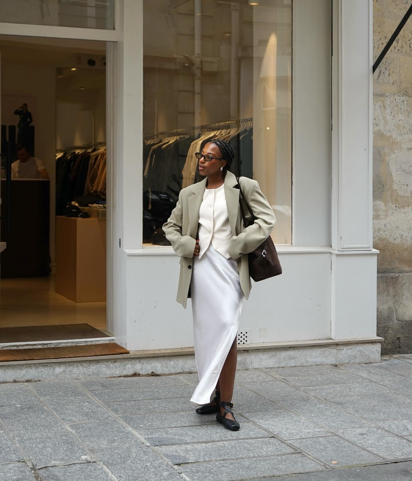 Modern Sophistication: Asymmetrical Satin Skirt with Oversized Blazer Modern Sophistication: Asymmetrical Satin Skirt with Oversized Blazer — Classy Outfits