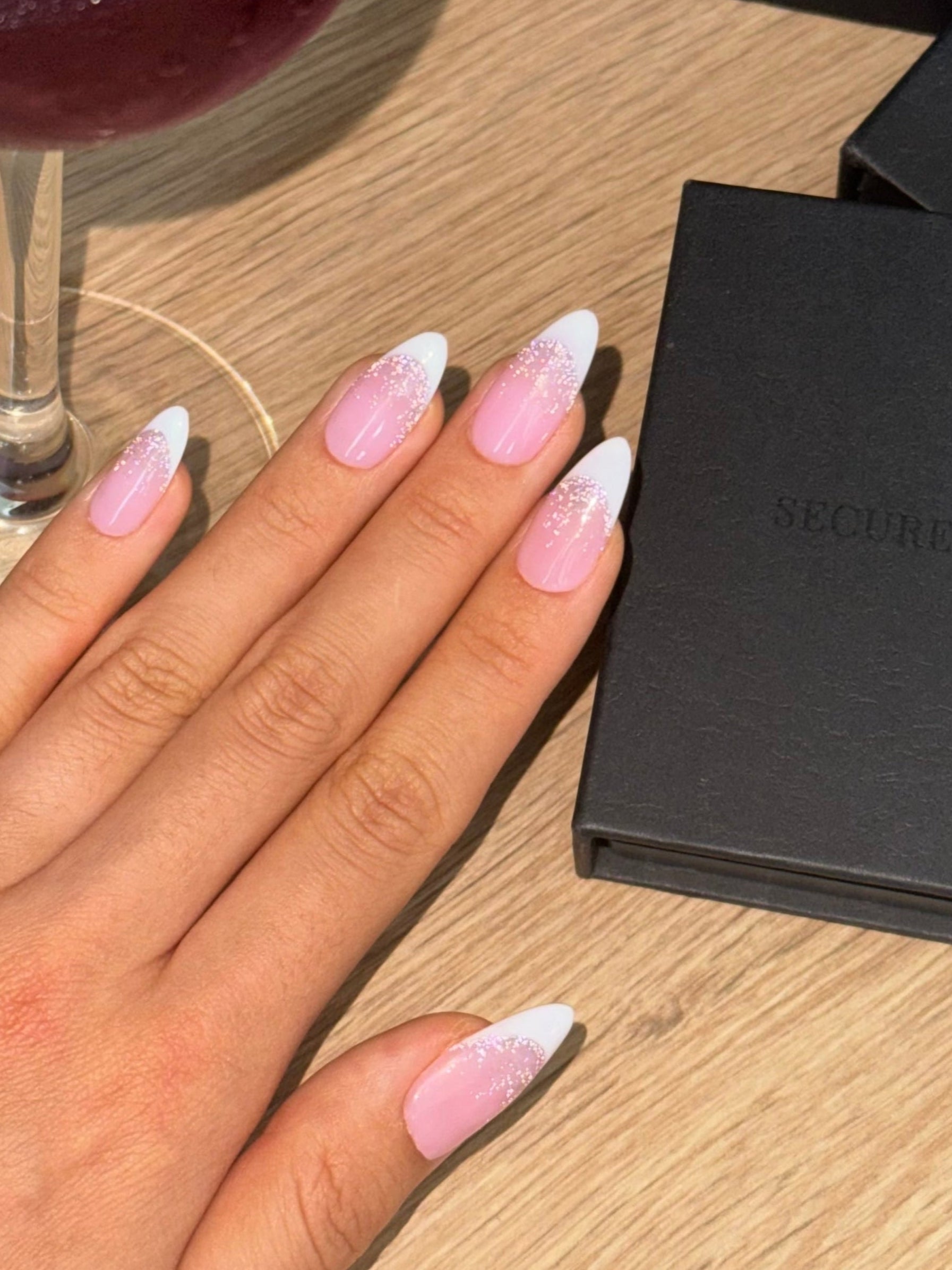 Classic Silver Glitter French Manicure — Glitter French Tip Nails