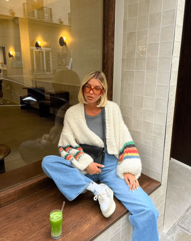Oversized Rainbow Stripe Knit Cardigan Oversized Rainbow Stripe Knit Cardigan — Cute Outfits