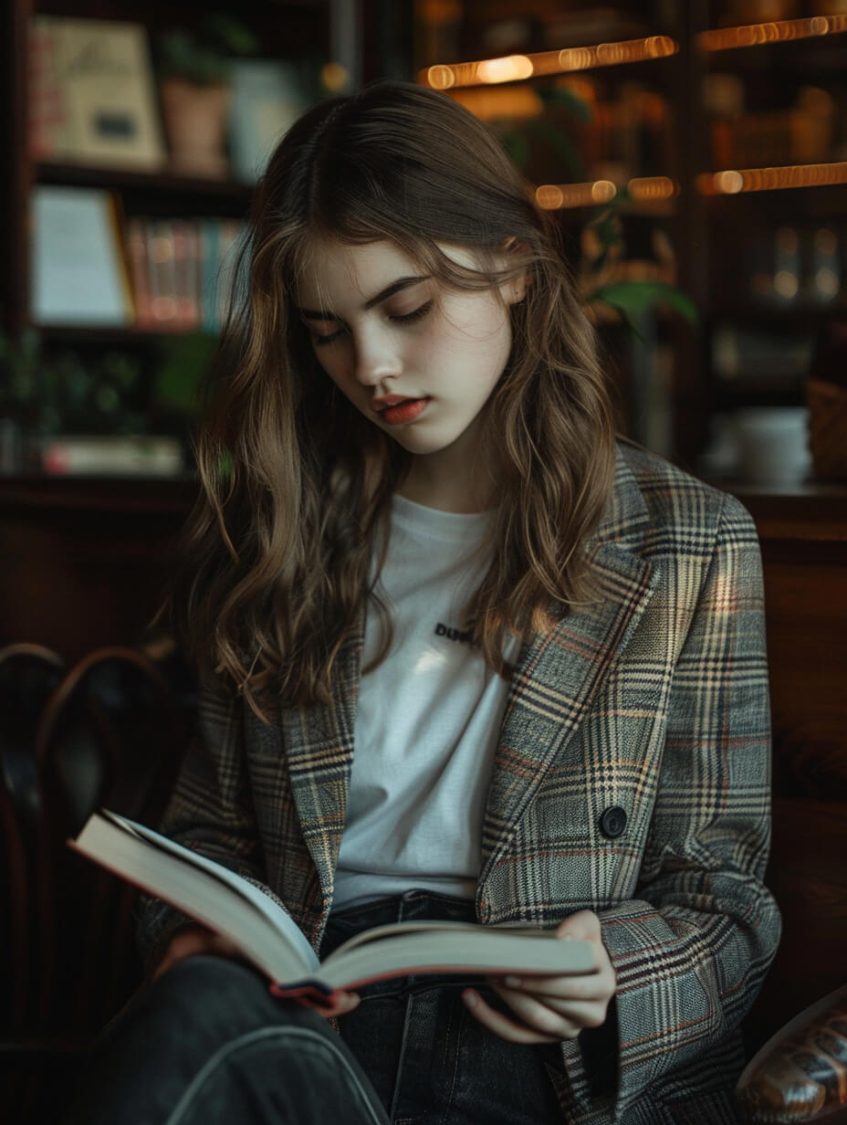 Plaid Blazer and Denim: Effortless Casual Academia Plaid Blazer and Denim: Effortless Casual Academia — Dark Academia Outfits
