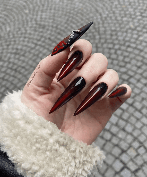 Glossy With Chrome Effect Visual Idea Glossy With Chrome Effect Visual Idea — Goth Nails