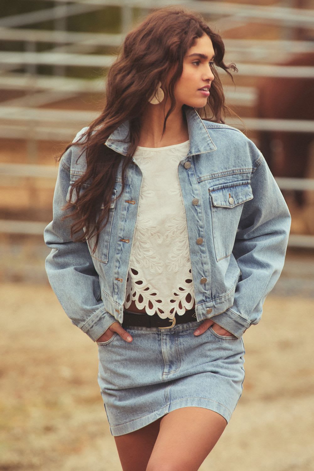 Denim Shirt with Flared Jeans and Red Bandana Denim Shirt with Flared Jeans and Red Bandana — Western Outfits
