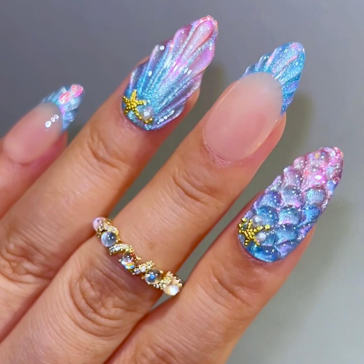 3D Jelly Scale Stilettos 3D Jelly Scale Stilettos — Mermaid Nails