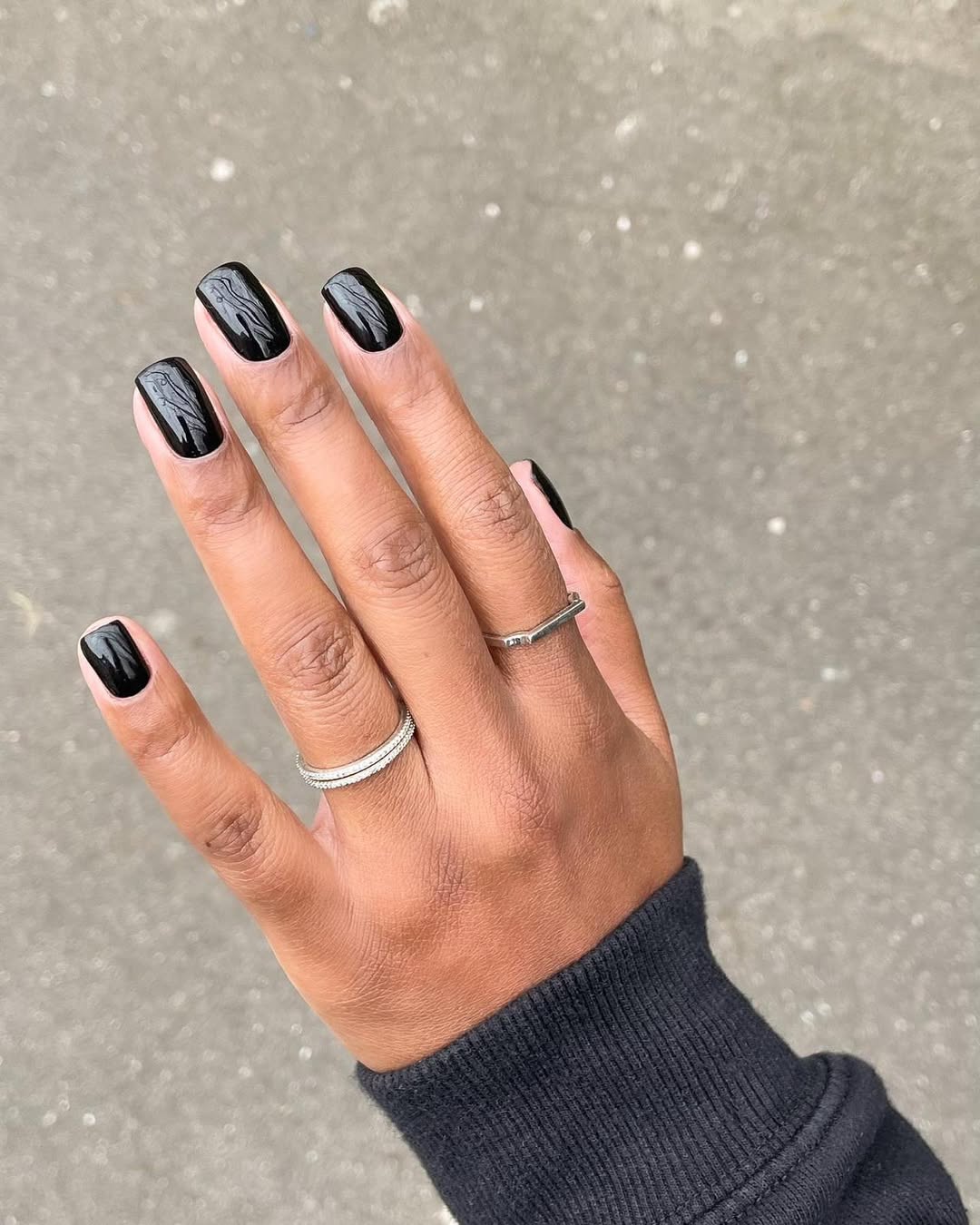 Glossy Deep Black Square Nails Glossy Deep Black Square Nails — Nails for Dark Skin