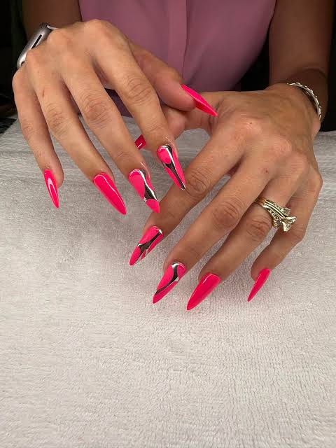 Glossy Chrome Visual Idea — Neon Nails