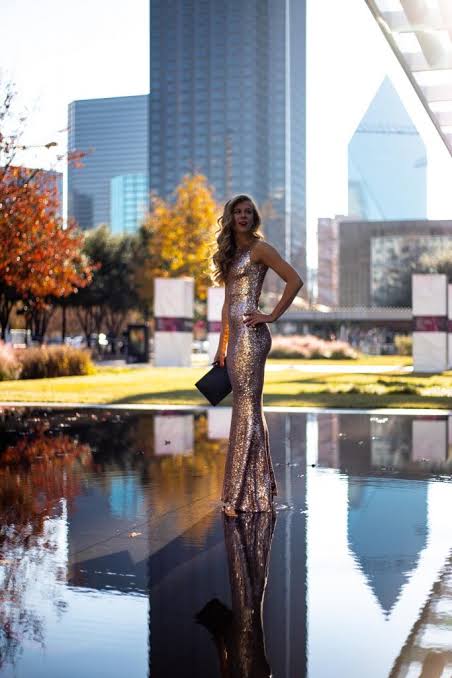 Gala Glamour: Gold and Silver Sequin Gown Dressy Outfits