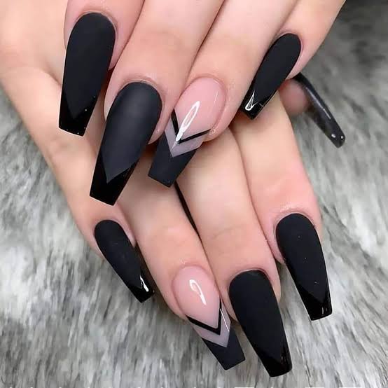 Matte Black With Glossy Black Accents Visual Idea Matte Black With Glossy Black Accents Visual Idea — Black Nails