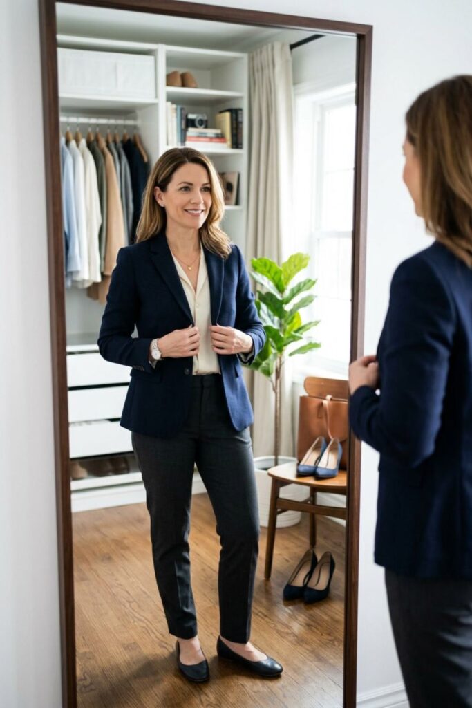 Cream Sleeveless Vest and Wide-Leg Trousers for a Modern Interview — Interview Outfits
