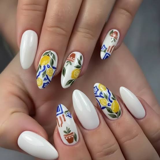 Italian Summer Lemon & Tile Nails — Vacation Nails