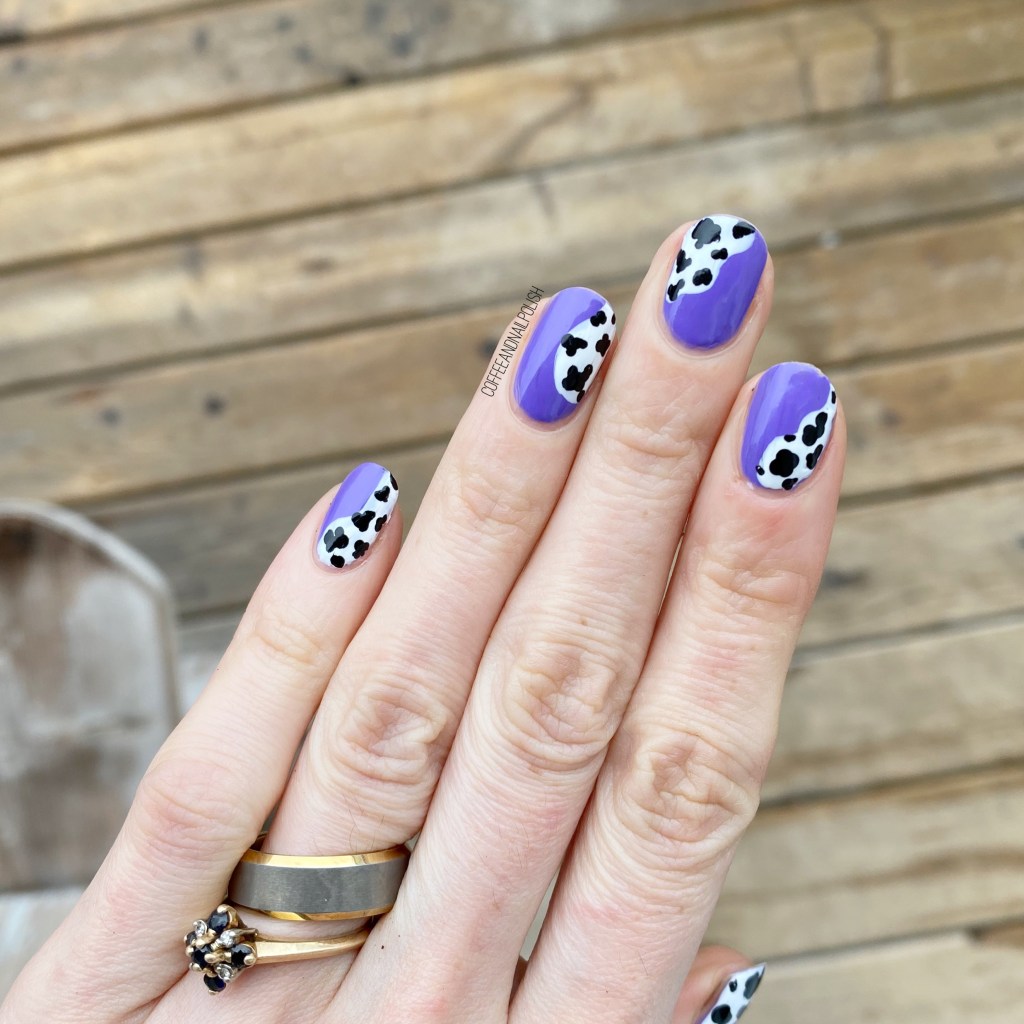 Purple with Black and White Cow Print Purple with Black and White Cow Print — Cow Print Nails