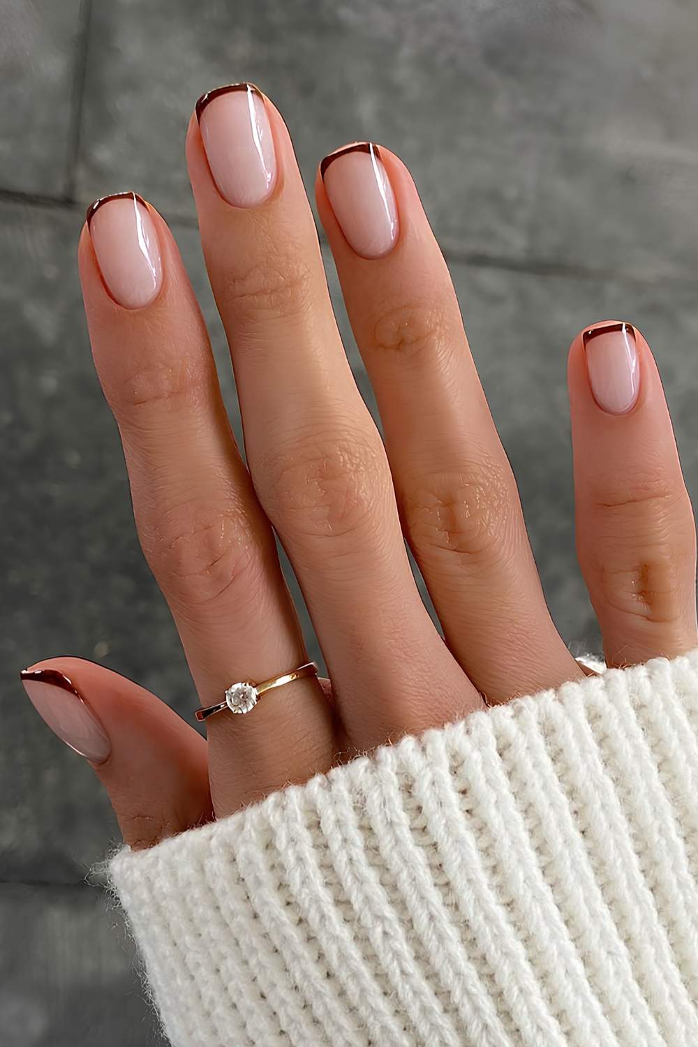 Minimalist Thin Brown Tips — Brown French Tip Nails