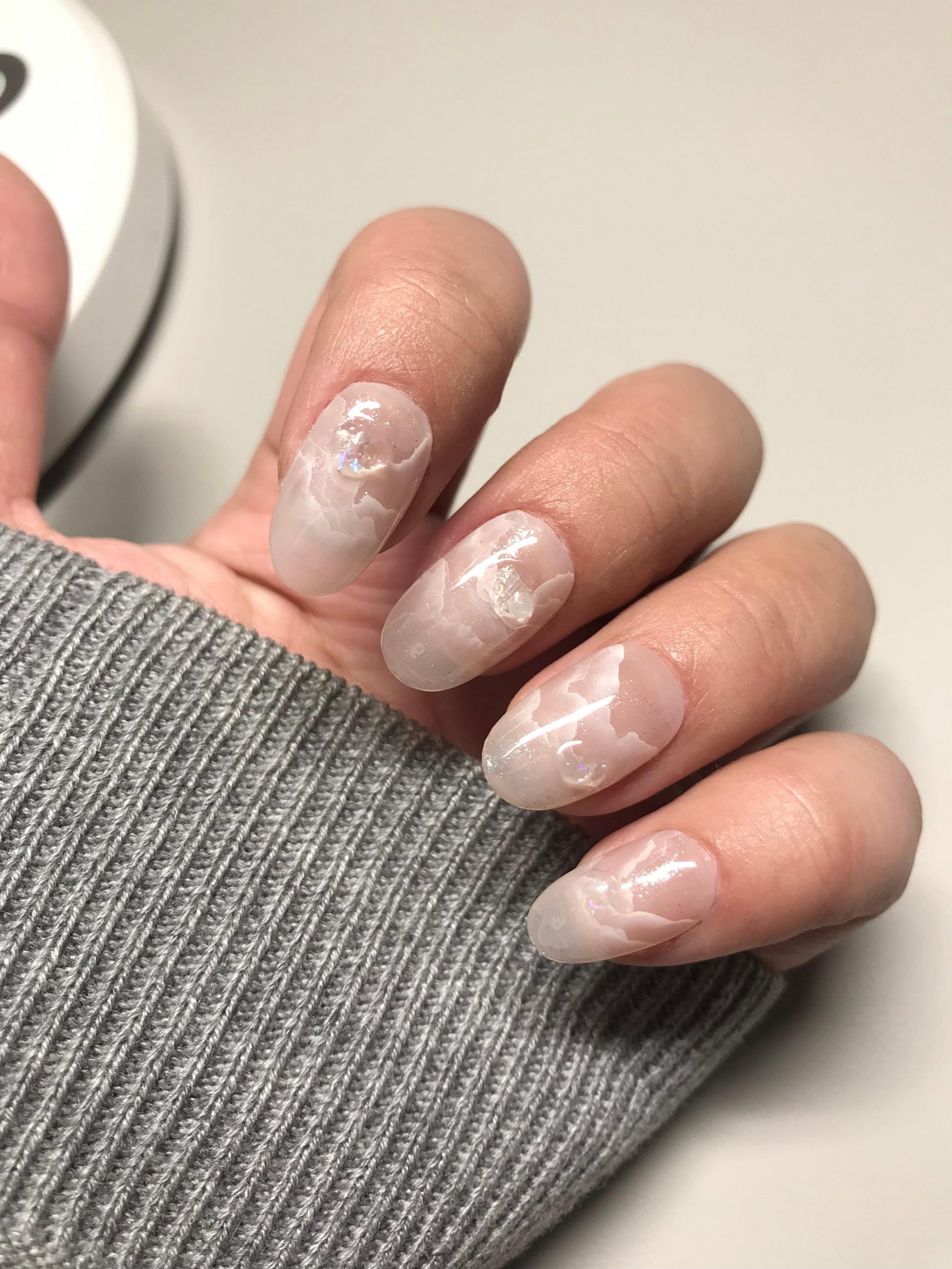 Translucent Nude Marble with Glitter Translucent Nude Marble with Glitter — Marble Nails