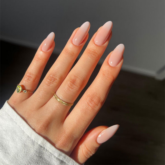Nude to Pink Gradient Medium Almond Nude to Pink Gradient Medium Almond — Clean Girl Nails