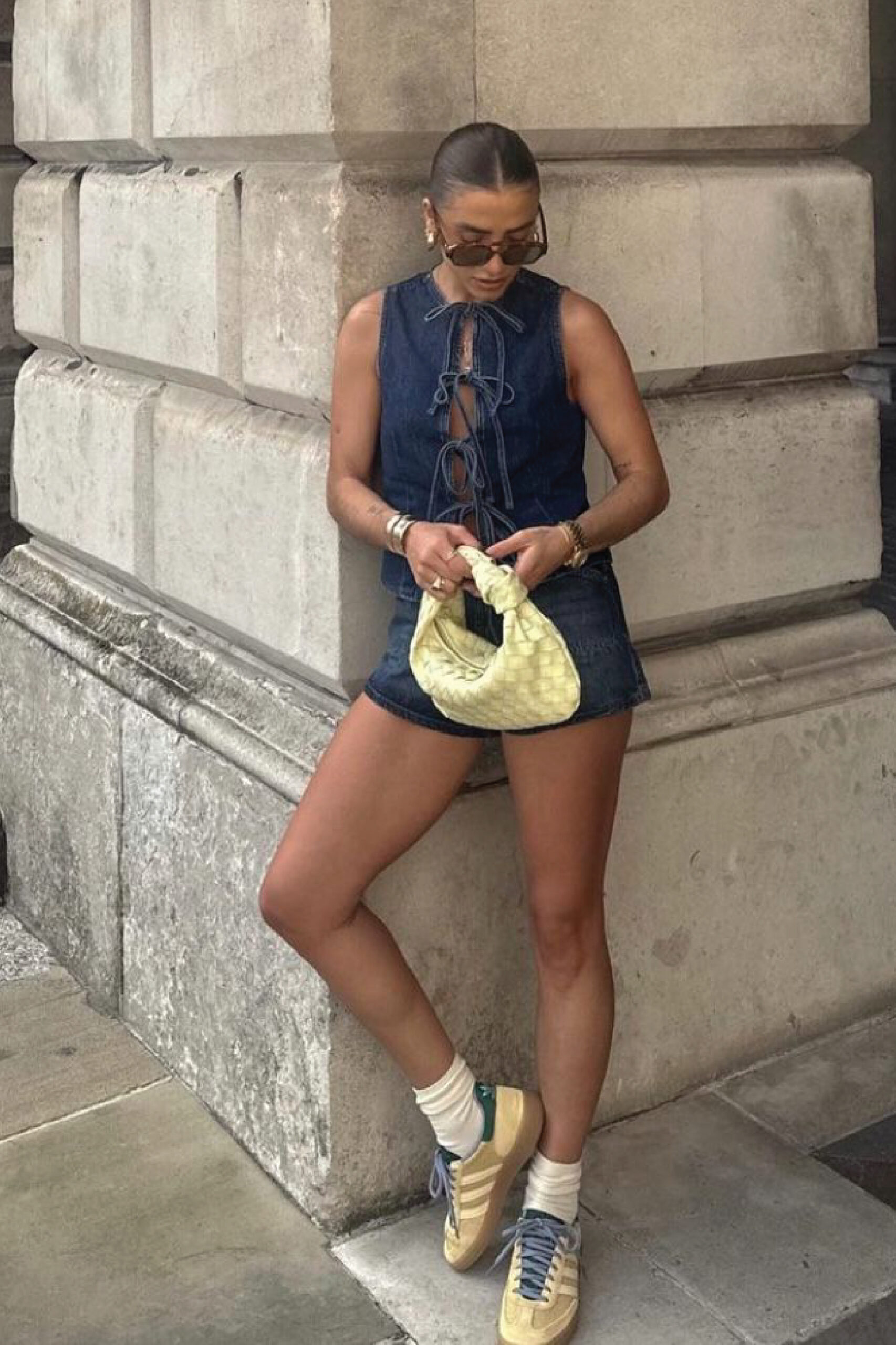 Playful Denim Mini Skirt with Tie-Front Top for Summer — New York Outfits
