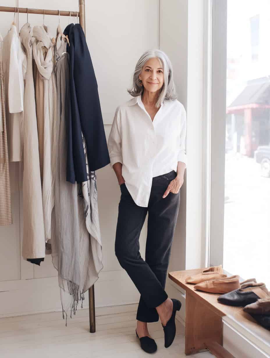 Smart Casual Relaxed Aesthetic: Oversized White Shirt with Grey Trousers Smart Casual Relaxed Aesthetic: Oversized White Shirt with Grey Trousers — Outfits for Women Over 60