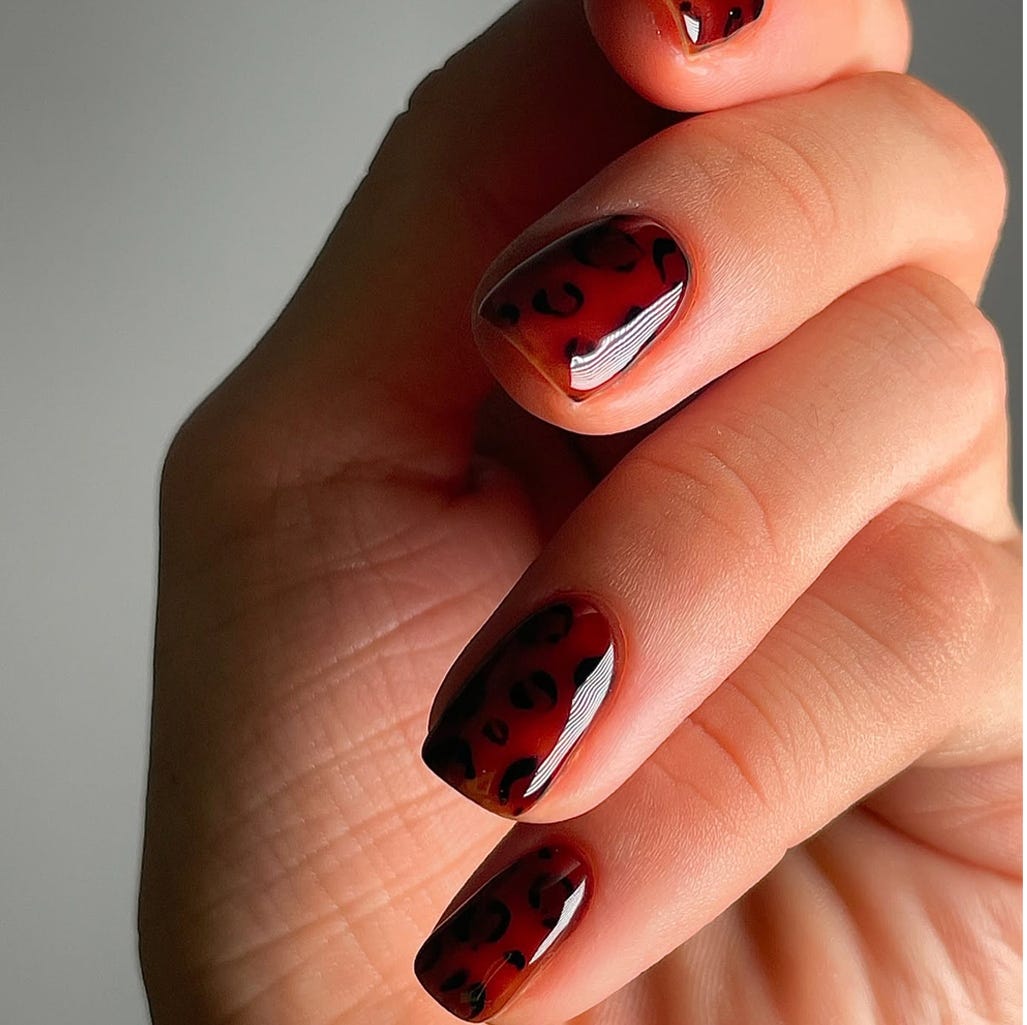 Amber Jelly Leopard Square Nails Amber Jelly Leopard Square Nails — Leopard Print Nails