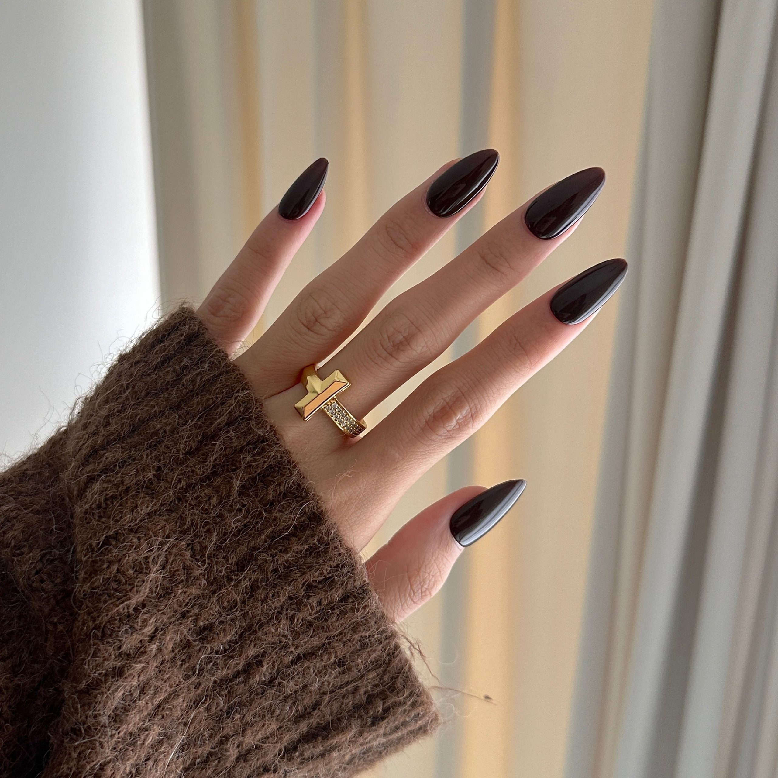 Dark Brown Fine Glitter Glossy Nails Dark Brown Fine Glitter Glossy Nails — Dark Nails