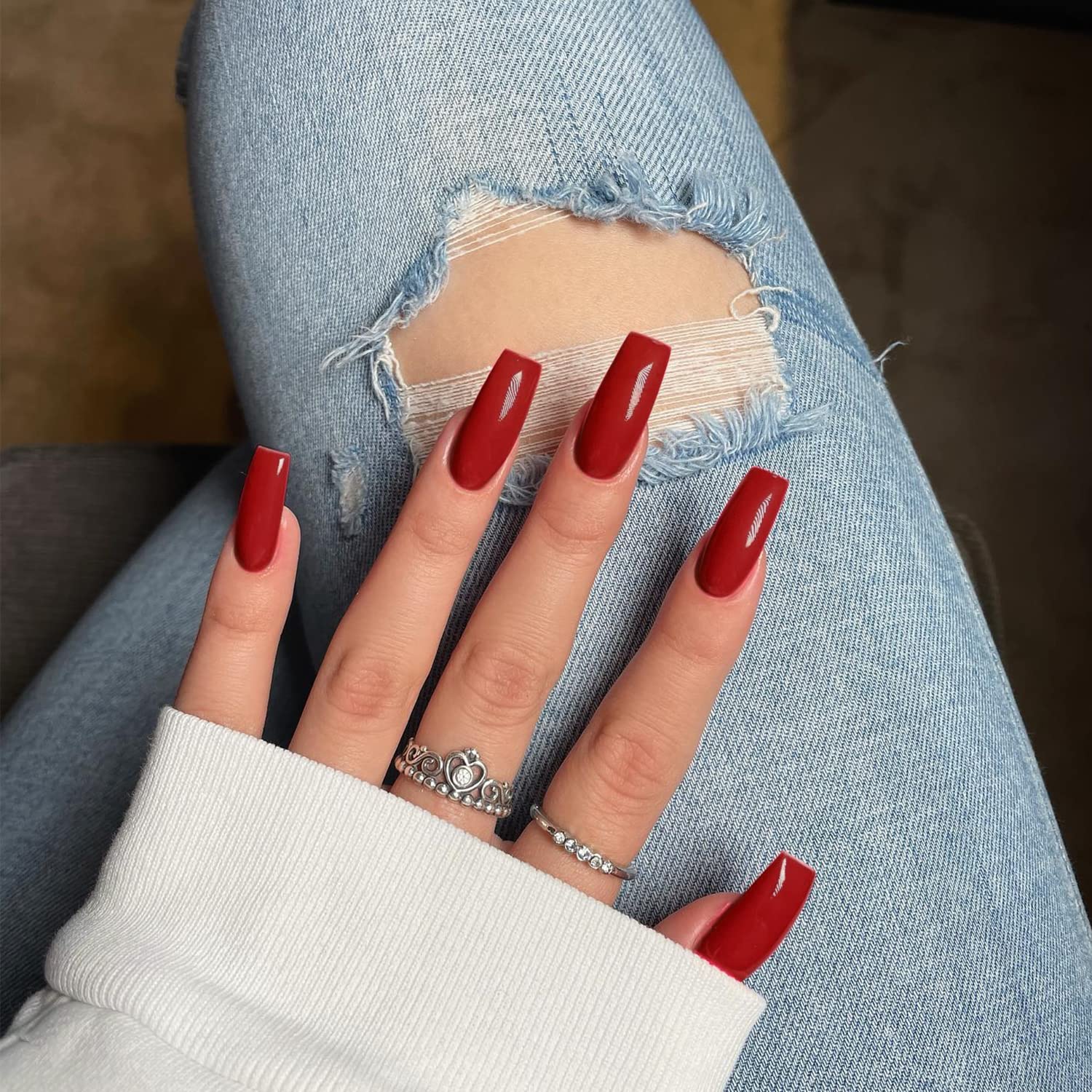 Fall Winter Visual Idea — Long Square Nails