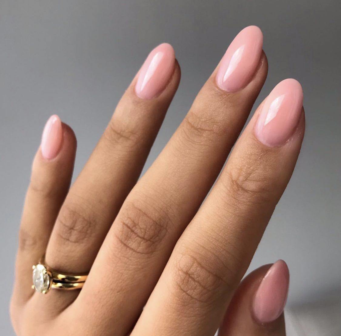 Sheer Milky Pink Glossy Oval Nails Sheer Milky Pink Glossy Oval Nails — Nails for Tan Skin