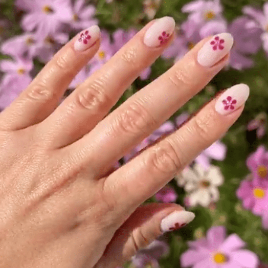 Sheer Pink with Minimalist Pink Flowers Sheer Pink with Minimalist Pink Flowers — Flower Nails