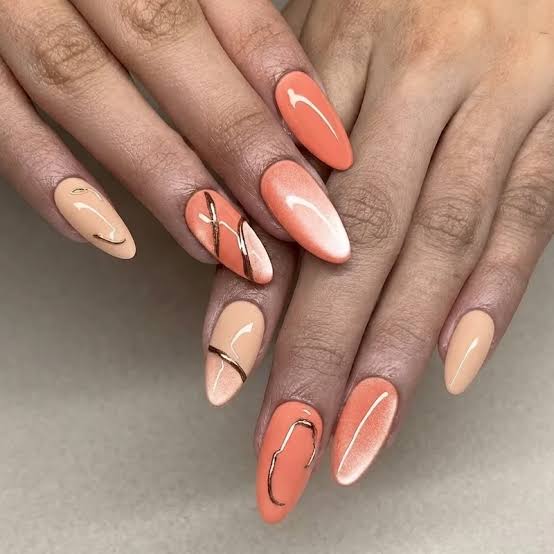 Peachy Gradient Cat-Eye with Rose Gold — Nails for Women Over 40