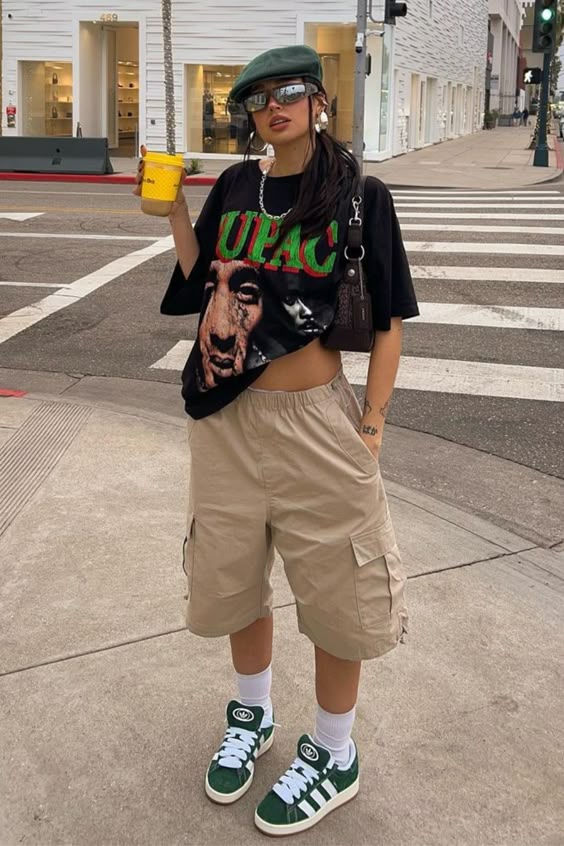 Green And White Sneakers Outfit Idea — Streetwear Outfits