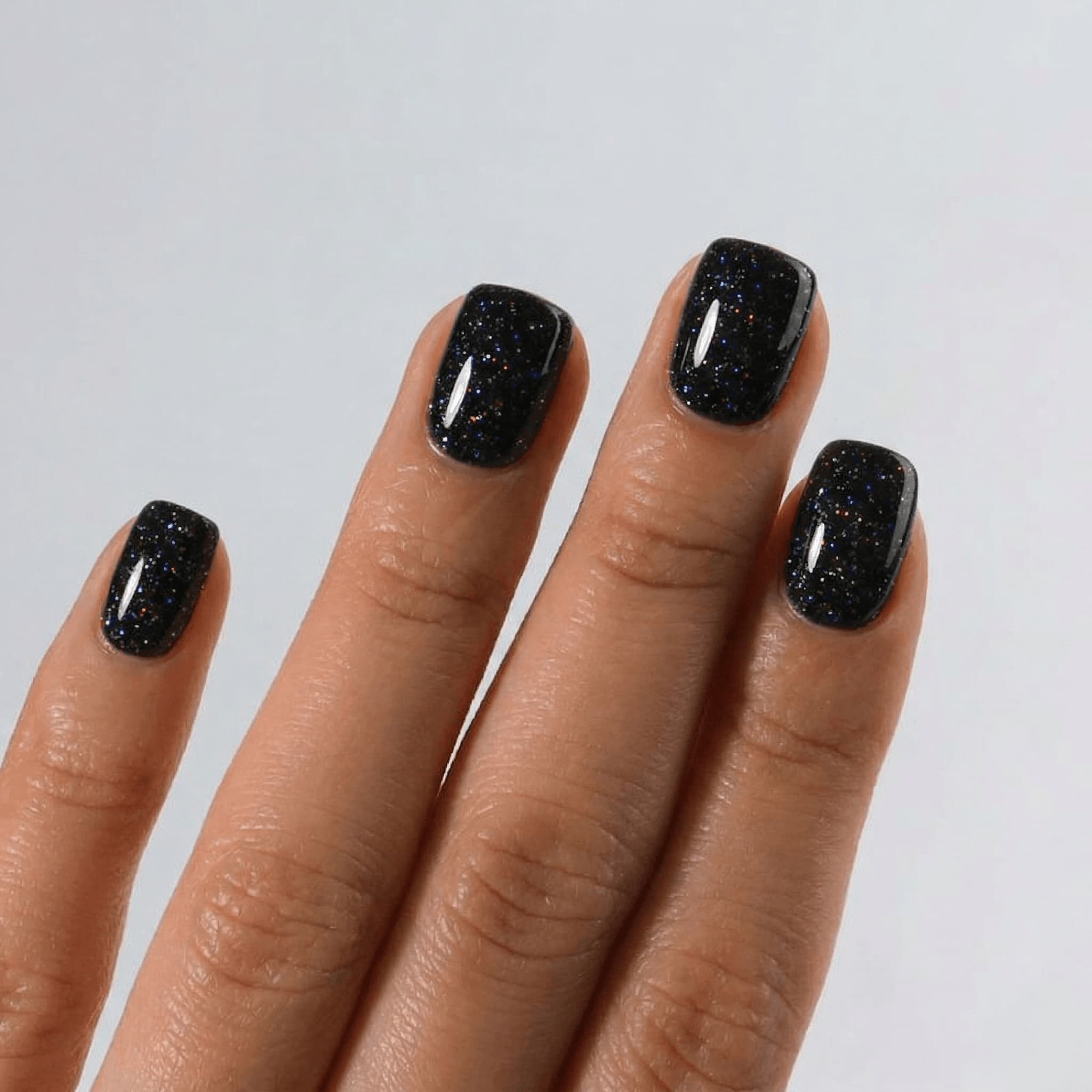 Glossy With Dense Micro-Glitter Visual Idea Glossy With Dense Micro-Glitter Visual Idea — Black Nails