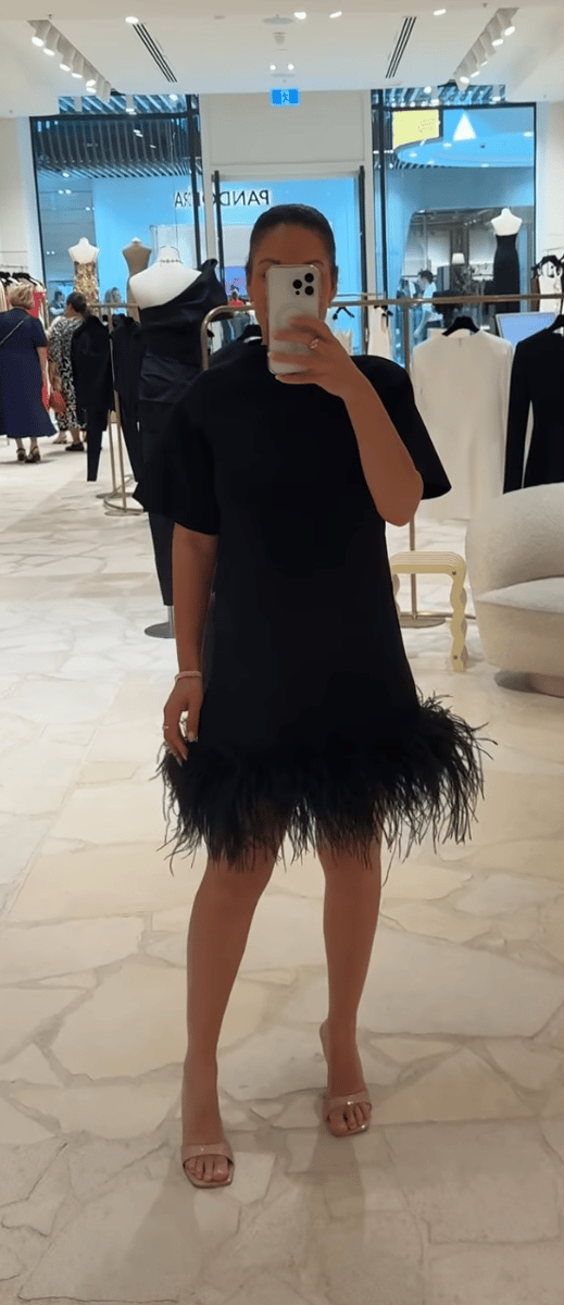 Playful Feather Trim Black Dress for a Birthday Night Out Playful Feather Trim Black Dress for a Birthday Night Out — 40th Birthday Outfits