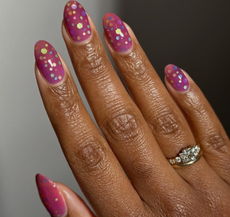 Translucent Pink Glitter Confetti Translucent Pink Glitter Confetti — Nails for Dark Skin