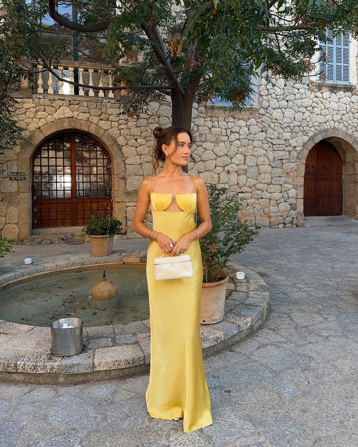 Draped Sophistication: Light Blue Satin Gown Draped Sophistication: Light Blue Satin Gown — Wedding Guest Outfits