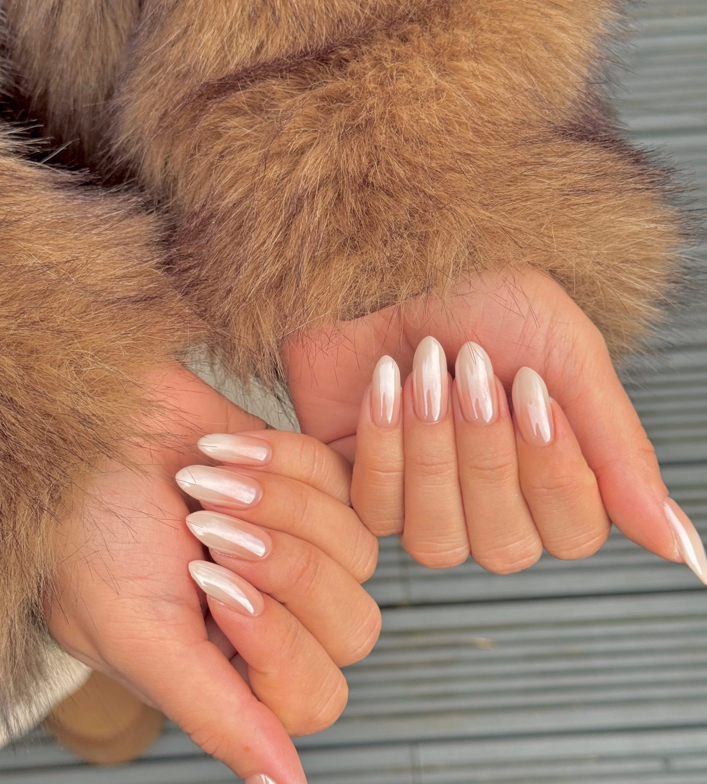 Pale Pearlescent White Shimmer — Natural Nails