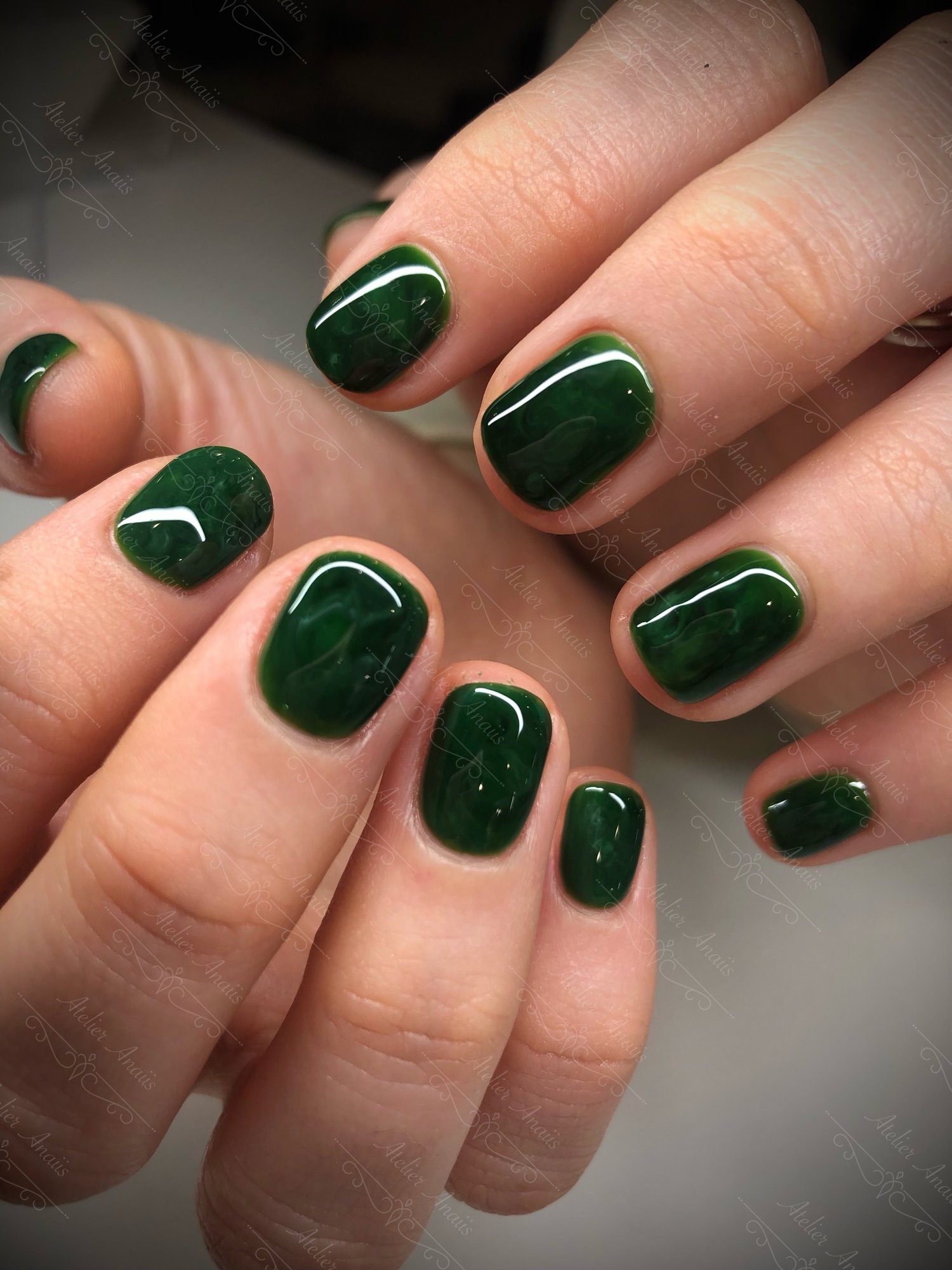 Deep Emerald Jelly Gloss Squares Deep Emerald Jelly Gloss Squares — Short Gel Nails