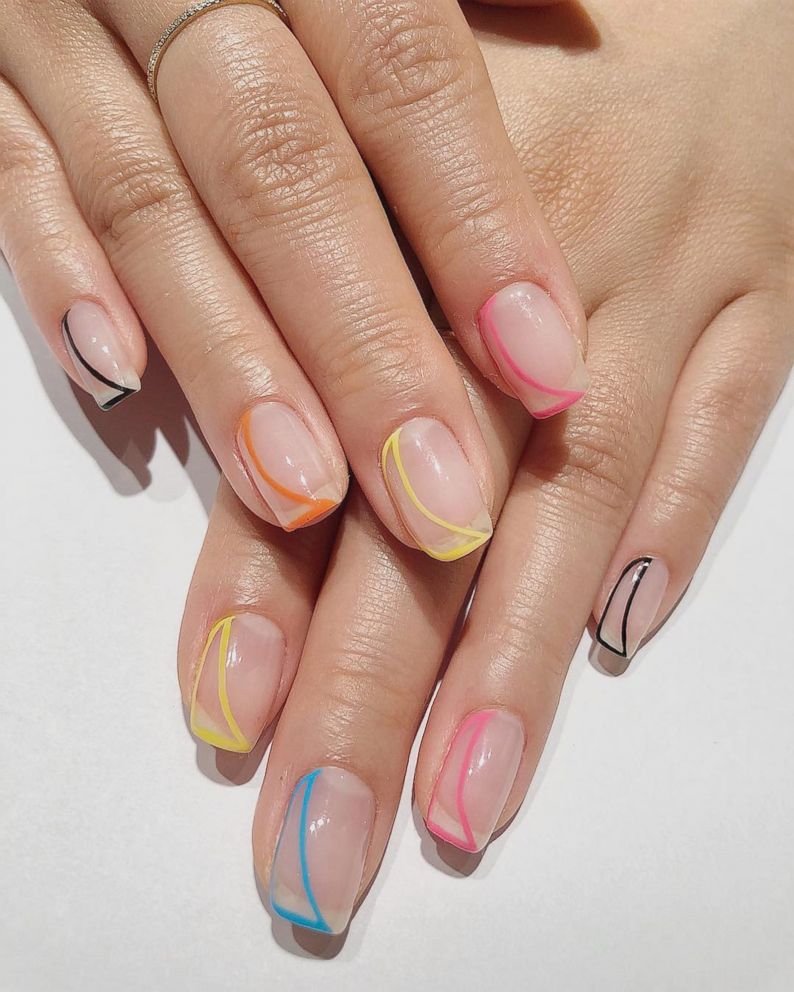 Neon Outline on Long Square Neon Outline on Long Square — Negative Space Nails