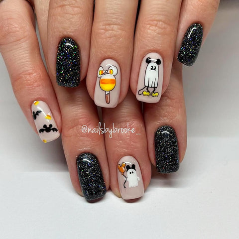 Mickey Halloween Ghost Candy Corn Nails — Disney Nails