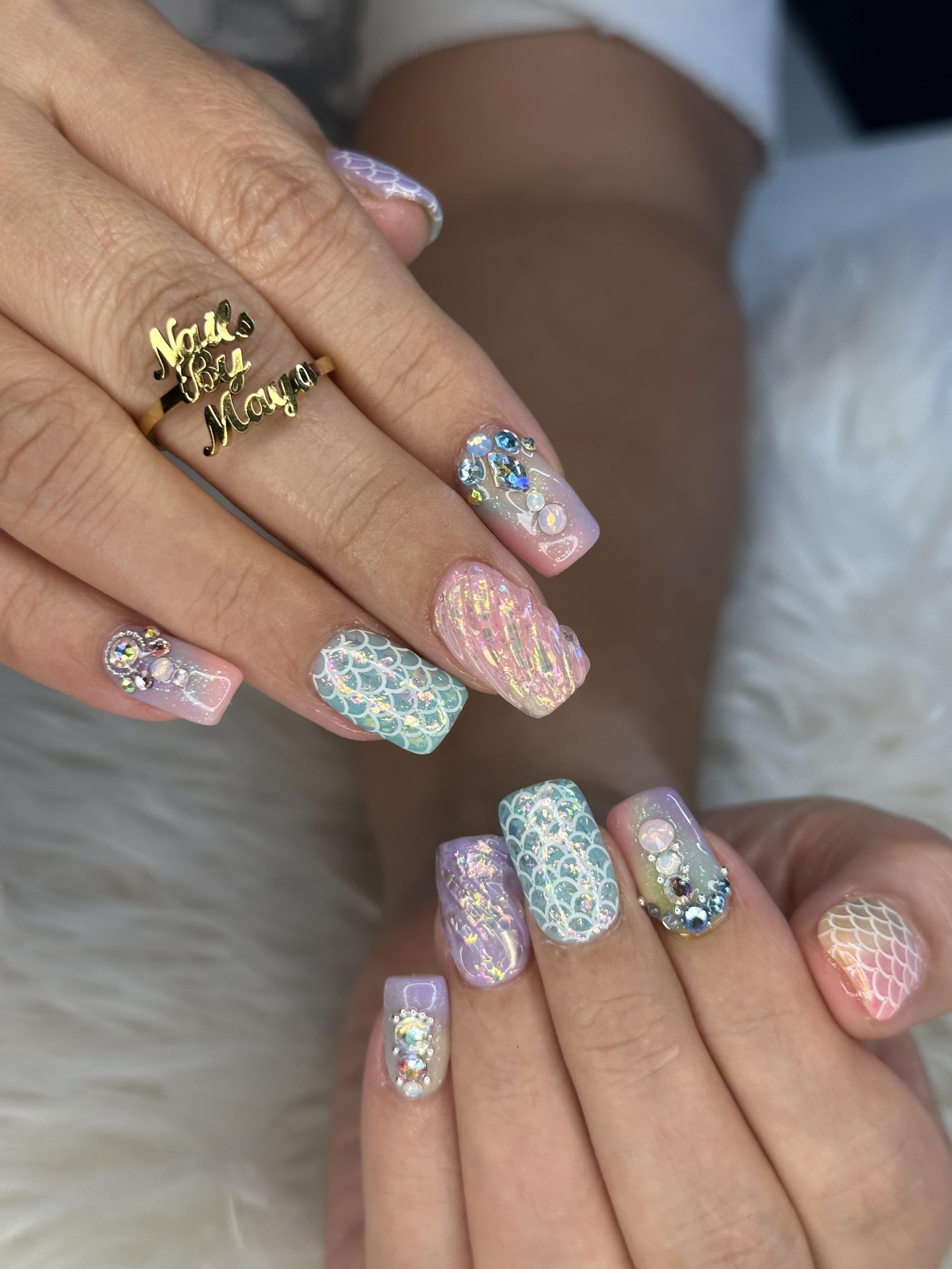 Short Square Glitter Scale Nails Short Square Glitter Scale Nails — Mermaid Nails