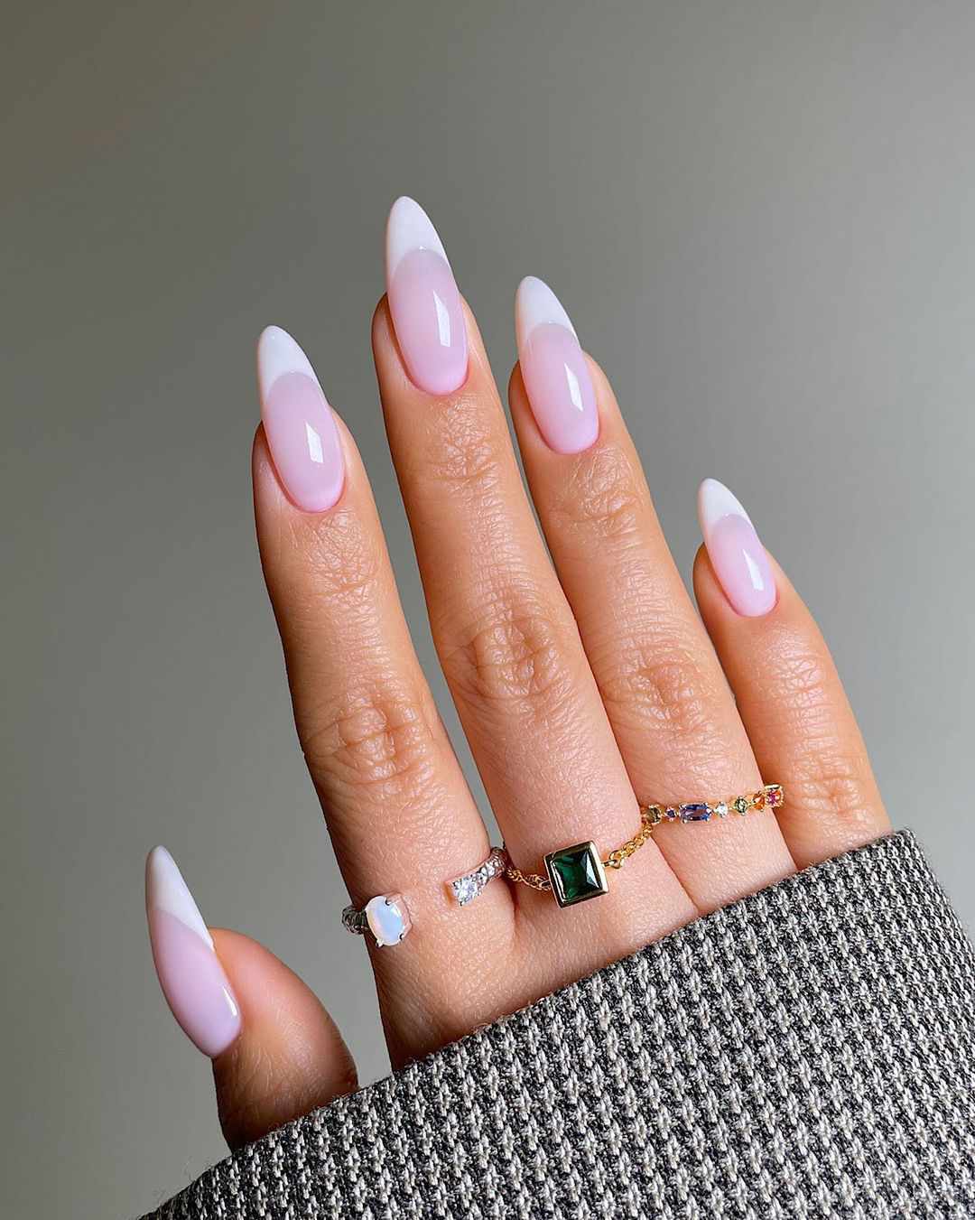 Long Stiletto Sheer Pink French Tips — Bridesmaid Nails
