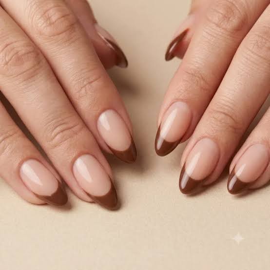Simple Medium Brown French Tips — Brown French Tip Nails