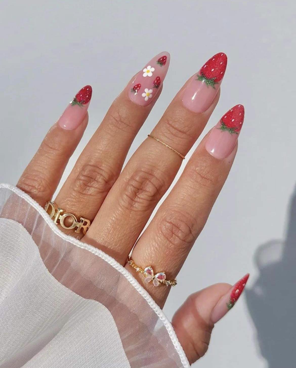 Bold Strawberry Stiletto Nails — Strawberry Nails