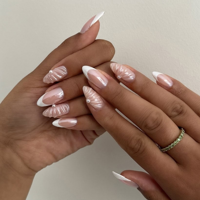 Textured Shell Pearl Nails