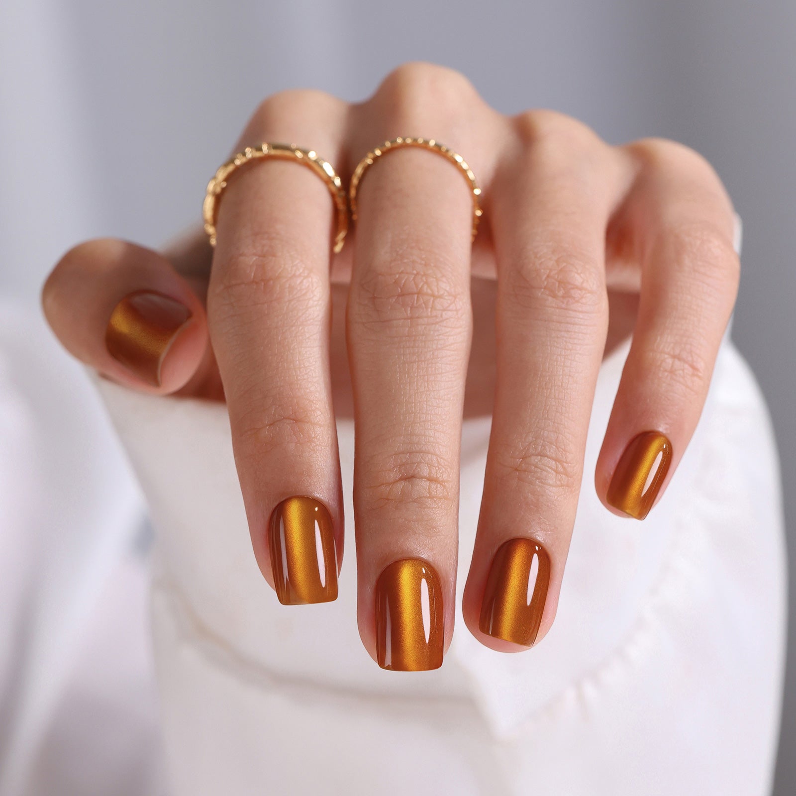 Short Square Burnt Orange Cat Eye Short Square Burnt Orange Cat Eye — Cat Eye Nails