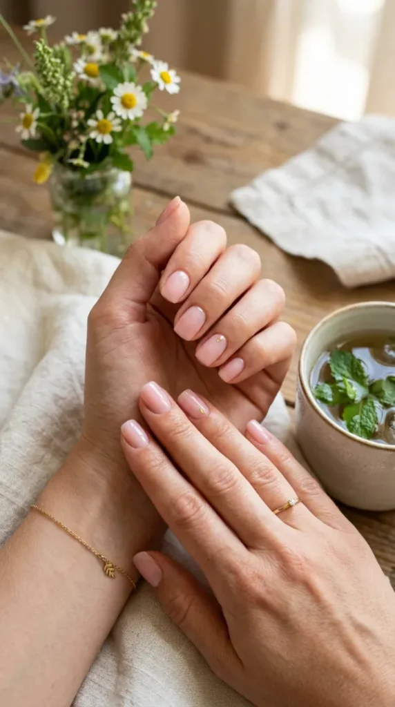 Minimalist Gold Dot On Accent Nail Visual Idea — Simple Short Nails