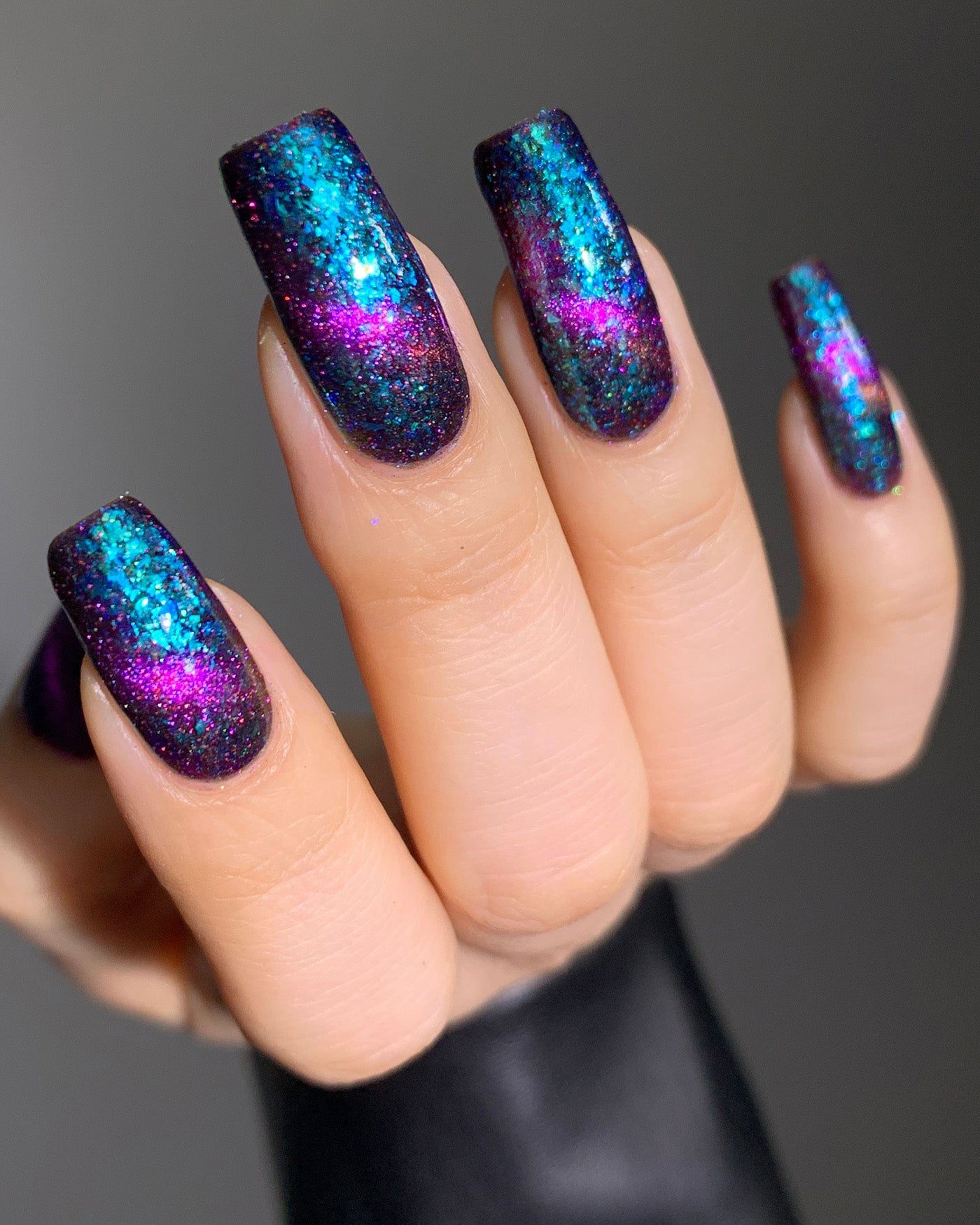 Deep Purple Galaxy Stiletto Nails — Nail Designs
