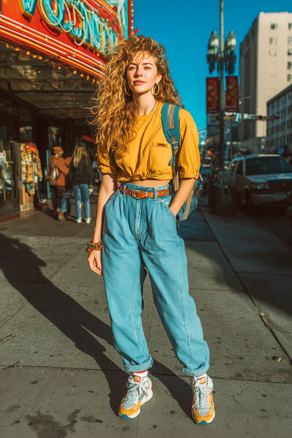 Baggy Jeans with a Cropped Yellow Tee — Grunge Outfits