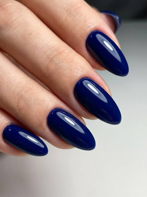 Deep Navy Blue High Gloss Almond Nails Deep Navy Blue High Gloss Almond Nails — Dark Nails